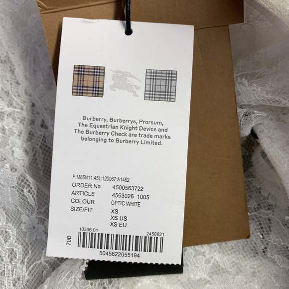 BURBERRY White Lace Viscose Blend Bow Long Sleeve Shirt - Picture 6 of 6